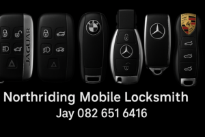 Luxury car key remotes including BMW, Mercedes, Jaguar and Porsche serviced by Northriding Mobile Locksmith Gauteng