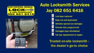 Mobile auto locksmith in Gauteng offering car key replacement, remote programming, and vehicle opening with no damage