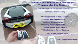 Transponder key security Gauteng service with BMW luxury vehicle key replacement by Northriding Mobile Locksmith